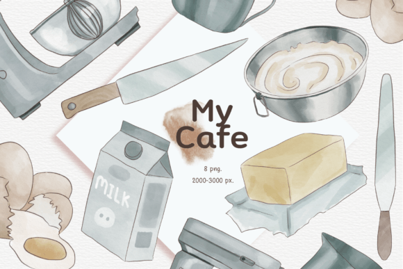Download My Cafe Watercolor (kitchenware) - Premium Resources