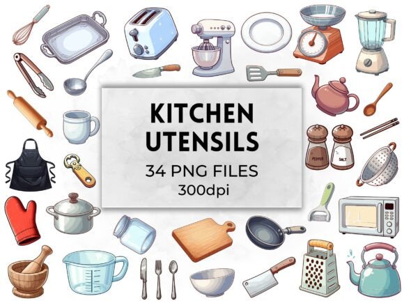 Download Kitchenware Clipart Kitchen Utensils Set - Kitchenware Collection