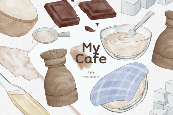 Download My Cafe Watercolor (kitchenware) - Premium Resources